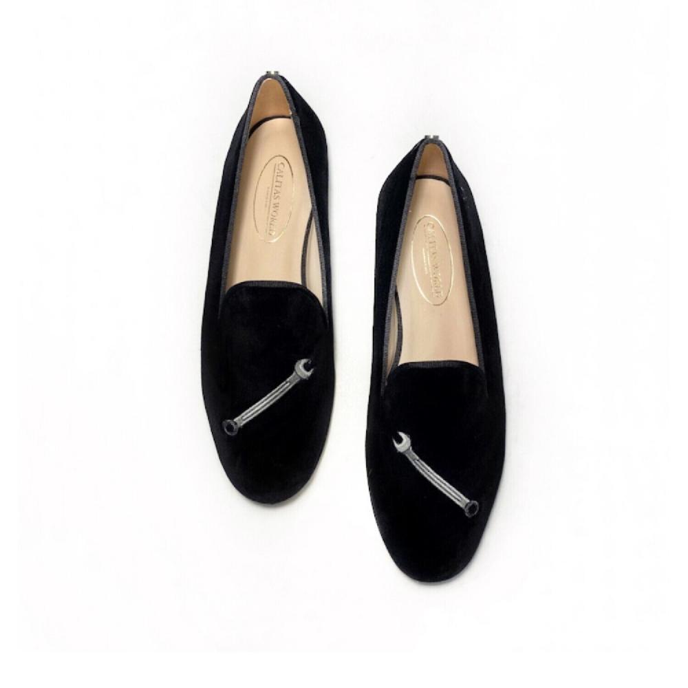 Calita Shoes ​LOAFERS MEN BLACK VELVET WRENCH