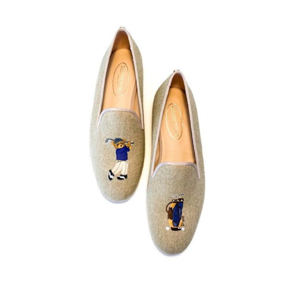 Calita Shoes ​LOAFERS MEN NATURAL LINEN GOLFER BEAR