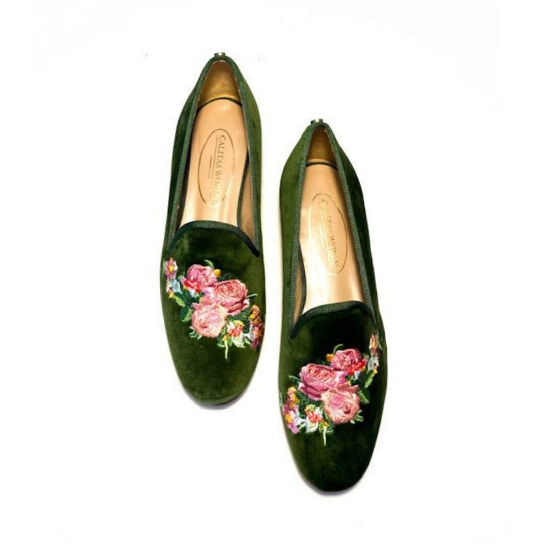 Calita Shoes ​LOAFERS MUSGO VELVET PINK ROSES