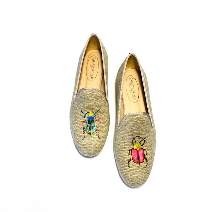 Calita Shoes ​LOAFERS NATURAL CO LINEN BEETLES