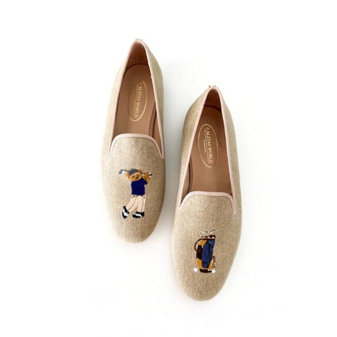 Calita Shoes ​LOAFERS NATURAL CO LINEN GOLFER BEAR