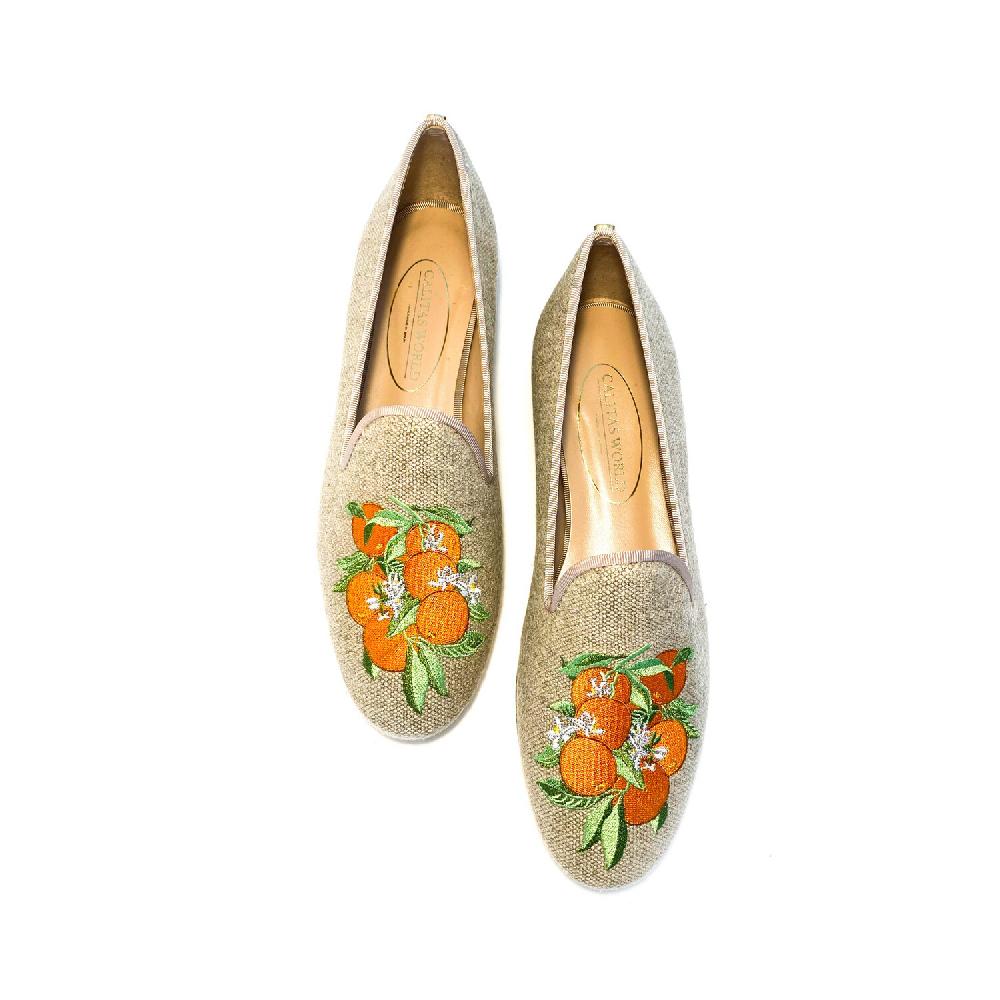Calita Shoes ​LOAFERS NATURAL CO LINEN ORANGES