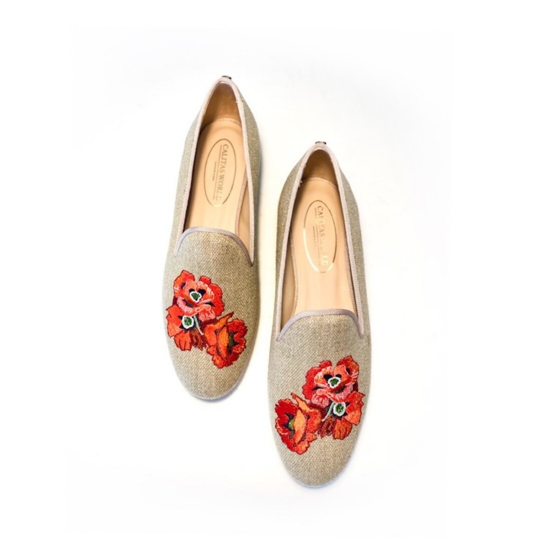 Calita Shoes ​LOAFERS NATURAL LINEN POPPY