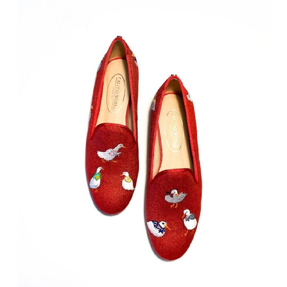 Calita Shoes ​LOAFERS RED 14CO LINEN DUCK FAMILY
