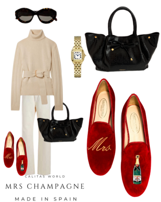 Calita Shoes ​LOAFERS RED 1ACO VELVET MRS CHAMPAGNE