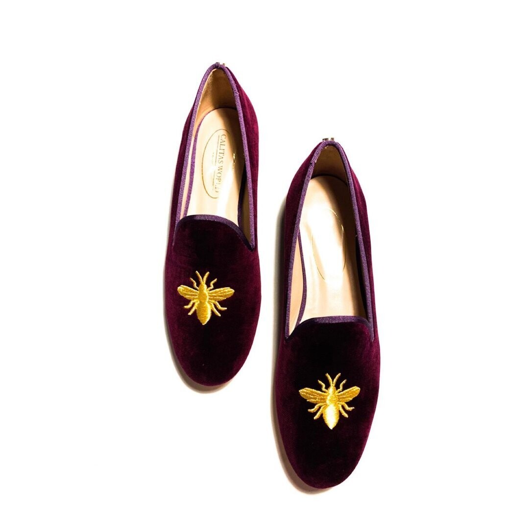 Calita Shoes ​LOAFERS WINE TX VELVET R53 GOLDEN BEE