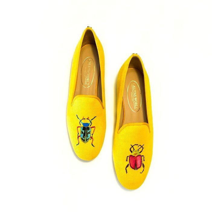 Calita Shoes ​LOAFERS YELLOW CO LINEN BEETLES