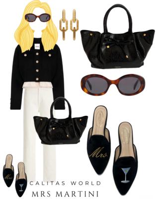 Calita Shoes ​MULES BLACK VELVET MRS. MARTINI