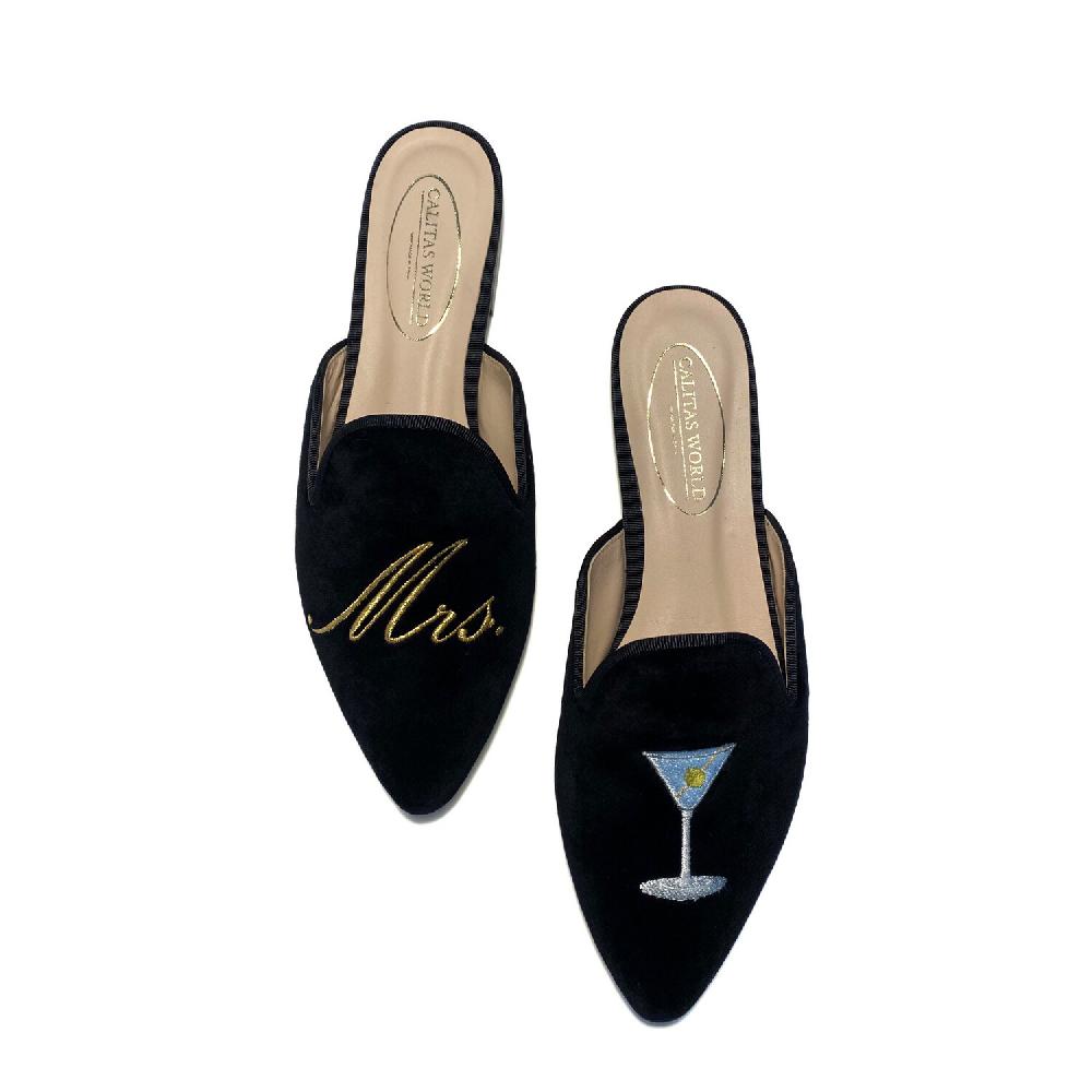 Calita Shoes ​MULES BLACK VELVET MRS. MARTINI