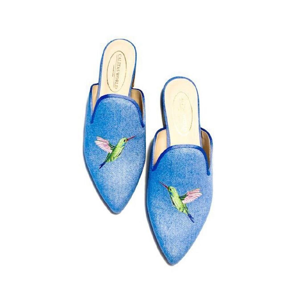 Calita Shoes ​MULES BLUE 22ACO LINEN HUMMINBIRD