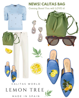 Calita Shoes ​MULES BLUE 22ACO LINEN LEMON TREE