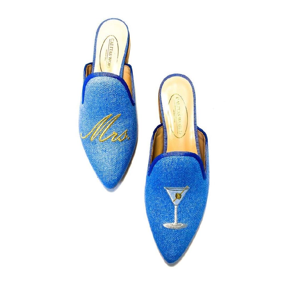 Calita Shoes ​MULES BLUE 22ACO LINEN MRS. MARTINI