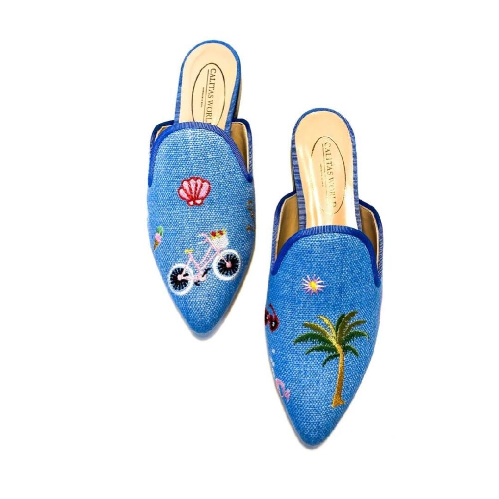 Calita Shoes MULES BLUE 22ACO LINEN SUMMER