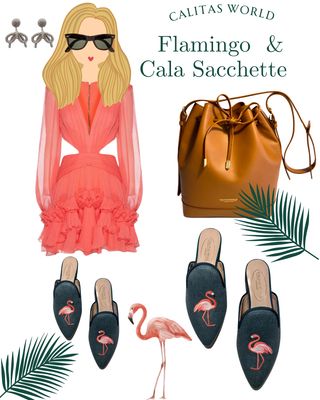Calita Shoes ​MULES GREEN 13ACO LINEN FLAMINGOS