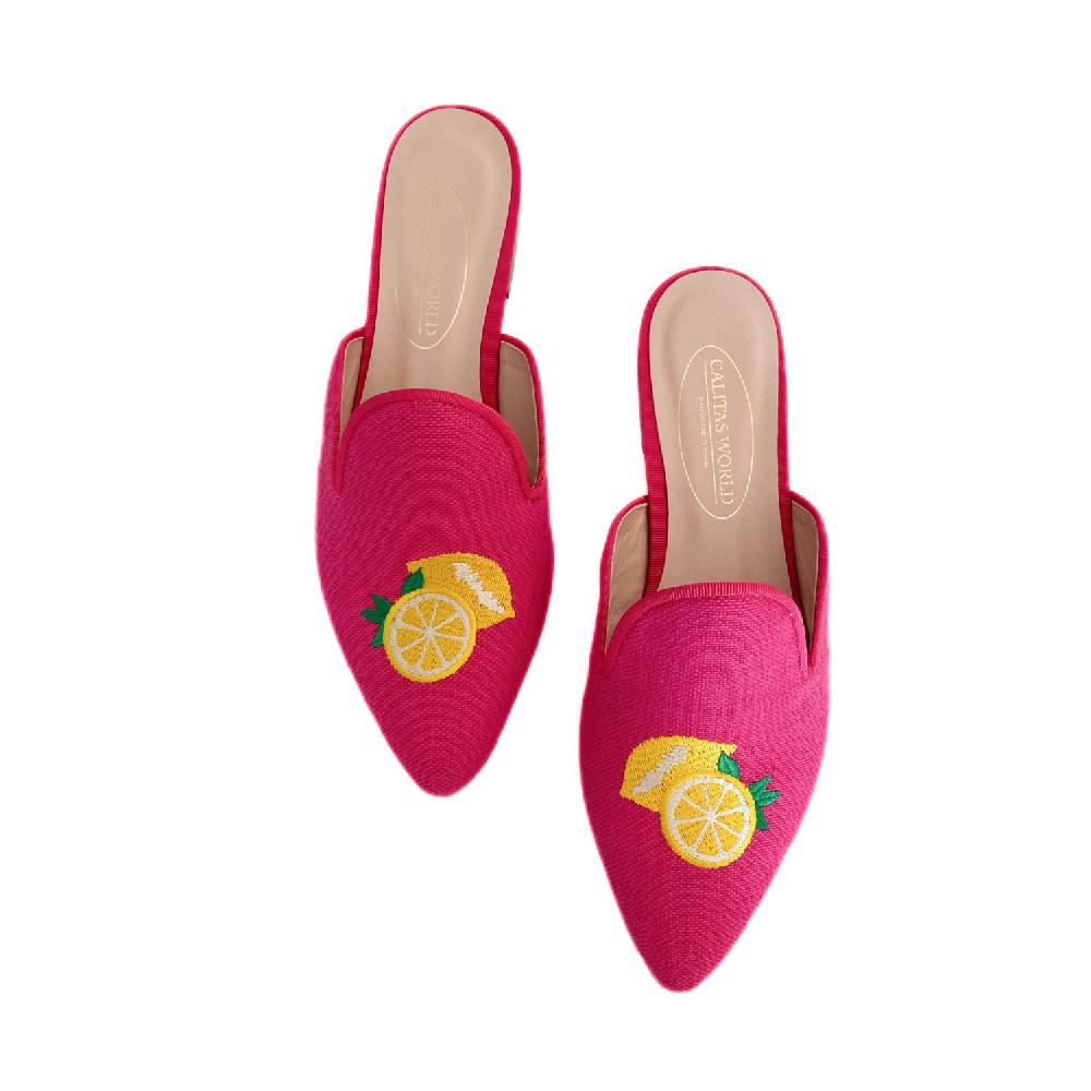 Calita Shoes MULES LINEN FUCHSIA 11CO CO5 LEMON