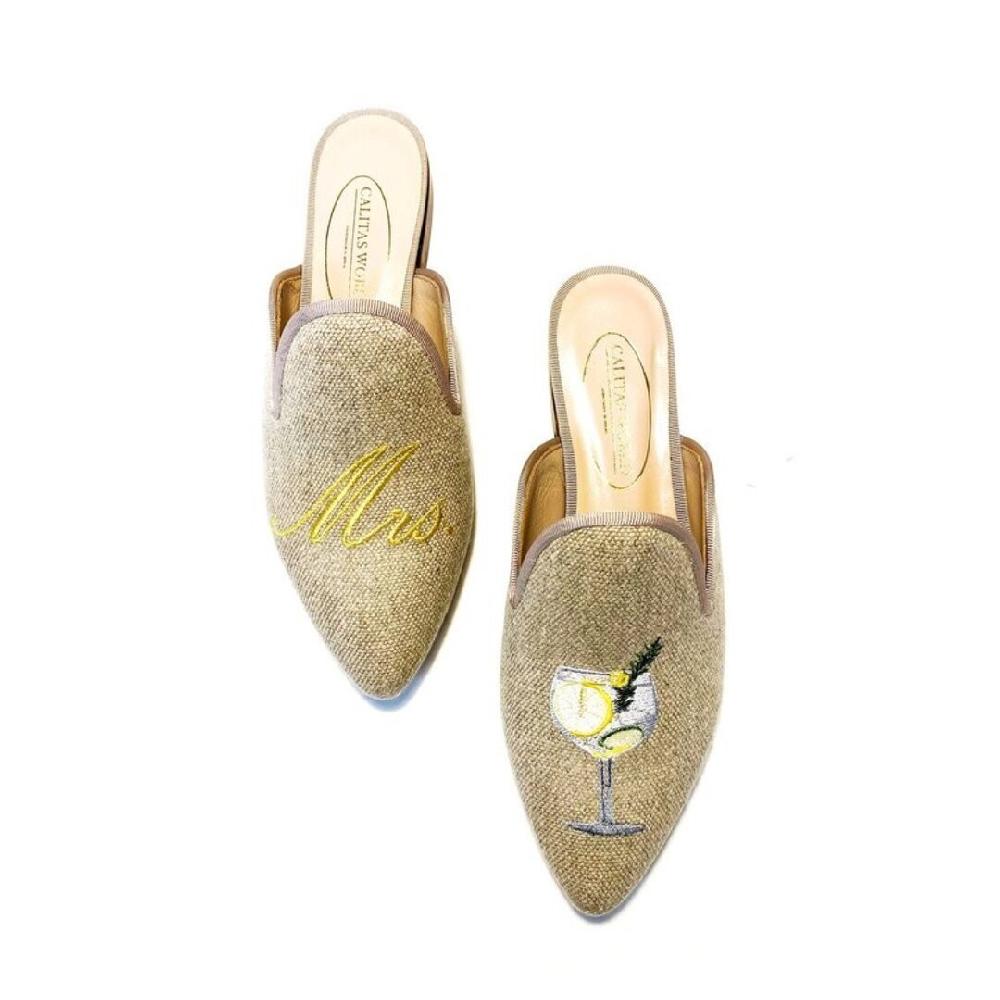 Calita Shoes ​MULES NATURAL LINEN MRS. GINTONIC