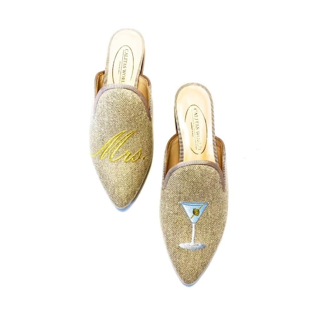 Calita Shoes MULES NATURAL LINEN MRS. MARTINI