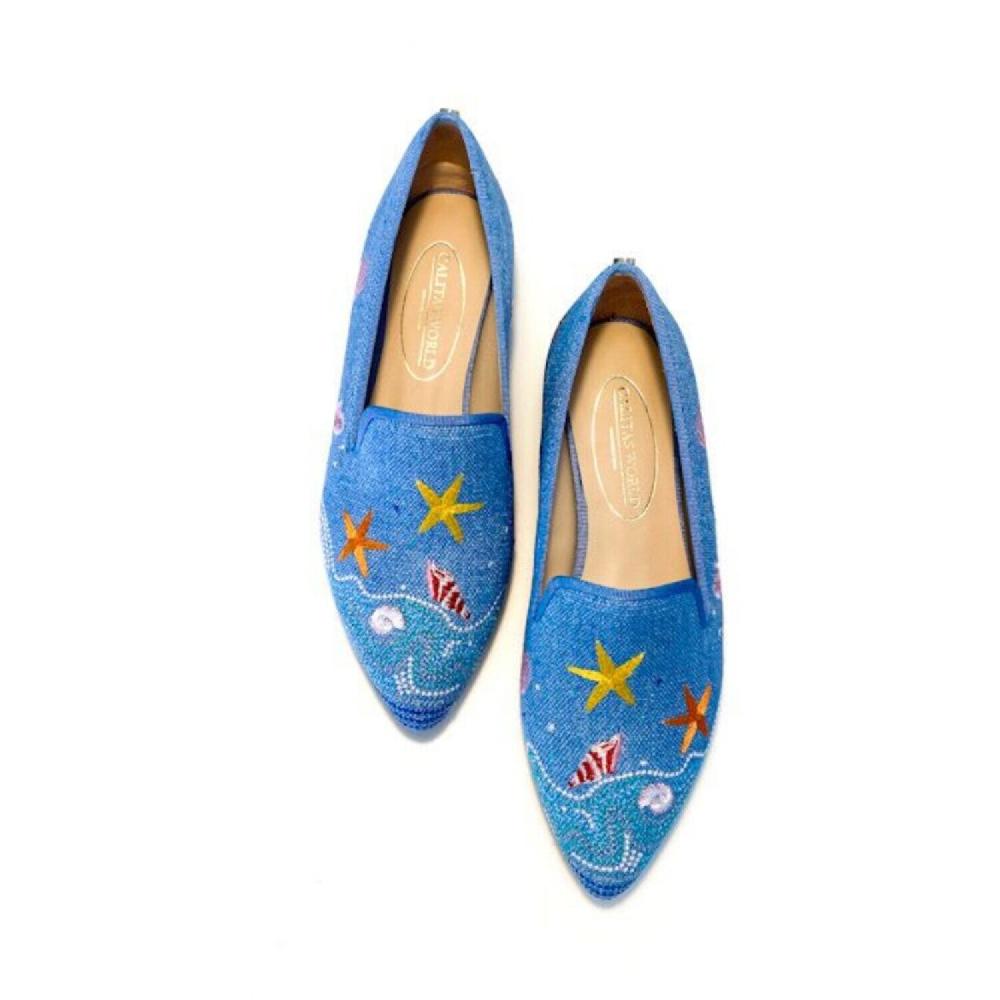 Calita Shoes ​POINTY BLUE 22ACO LINEN BEACH