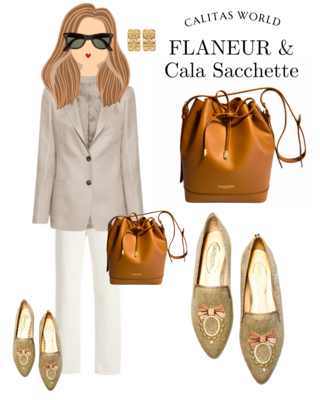 Calita Shoes ​POINTY NATURAL LINEN FLANEUR