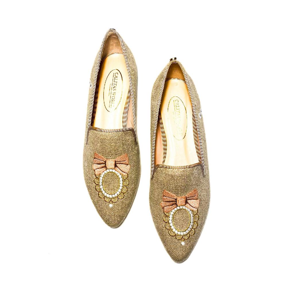 Calita Shoes ​POINTY NATURAL LINEN FLANEUR