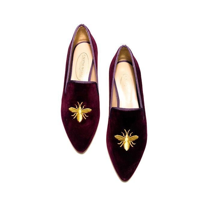Calita Shoes ​POINTY WINE TX VELVET R53 GOLDEN BEE