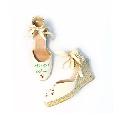 Calita Shoes ​CAMPESINAS BEIGE P4ACO ​ LIFE’S A BOWL OF CHERRIES​ HEIGHT 9 CMS