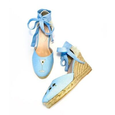 Calita Shoes ​CAMPESINAS LIGHT BLUE P30CO MARTINI AND OLIVES ​ HEIGHT 9 CMS