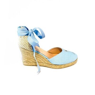 Calita Shoes ​CAMPESINAS LIGHT BLUE P30CO MARTINI AND OLIVES ​ HEIGHT 9 CMS