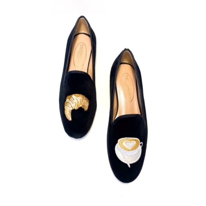 Calita Shoes ​LOAFERS BLACK VELVET COFFEE AND CROISSANT