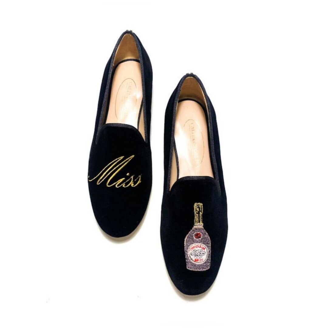 Calita Shoes ​LOAFERS BLACK VELVET MISS CHAMPAGNE ROSÉ