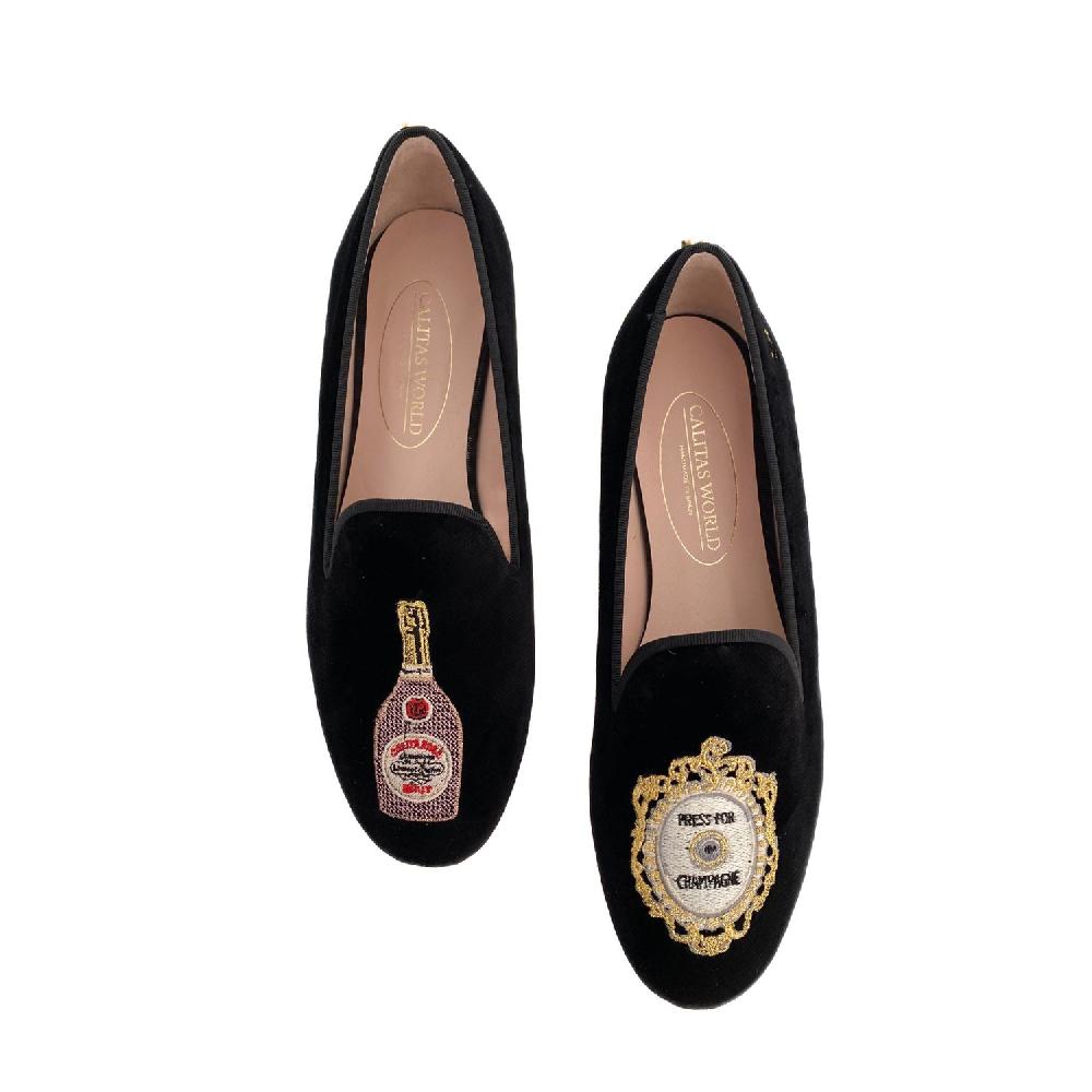 Calita Shoes ​LOAFERS BLACK VELVET PRESS FOR CHAMPAGNE