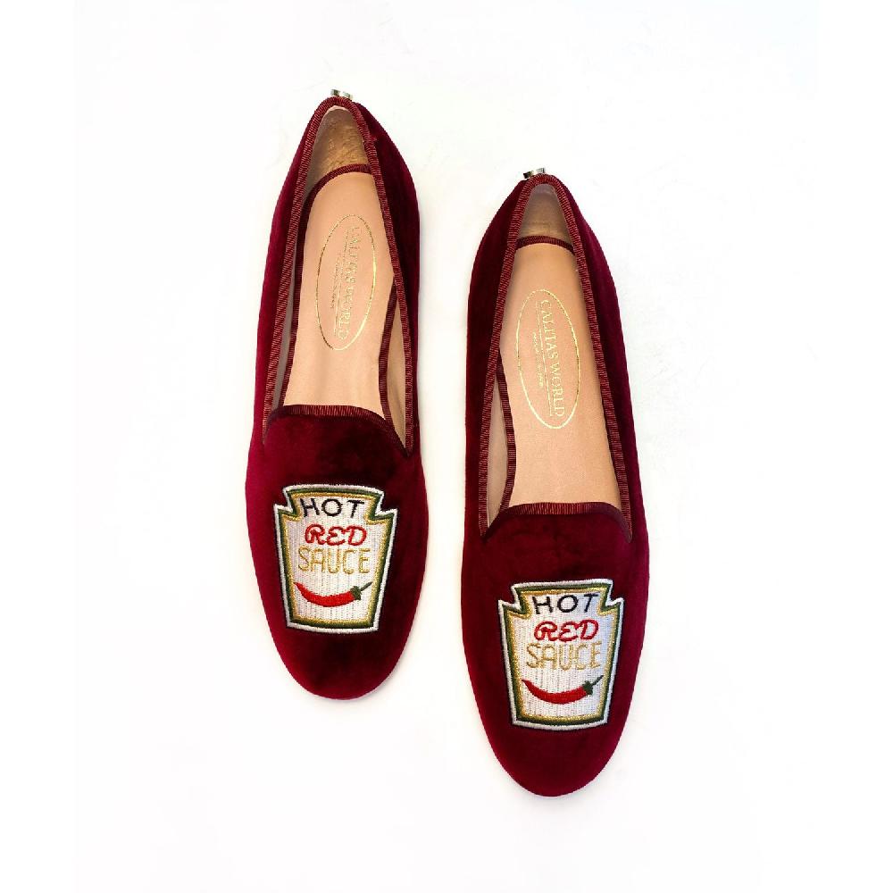 Calita Shoes ​LOAFERS BURGUNDY 10CO VELVET R48 RED HOT SAUCE