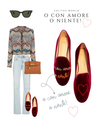 Calita Shoes LOAFERS BURGUNDY VELVET R48 CALITAS HANDWRITING