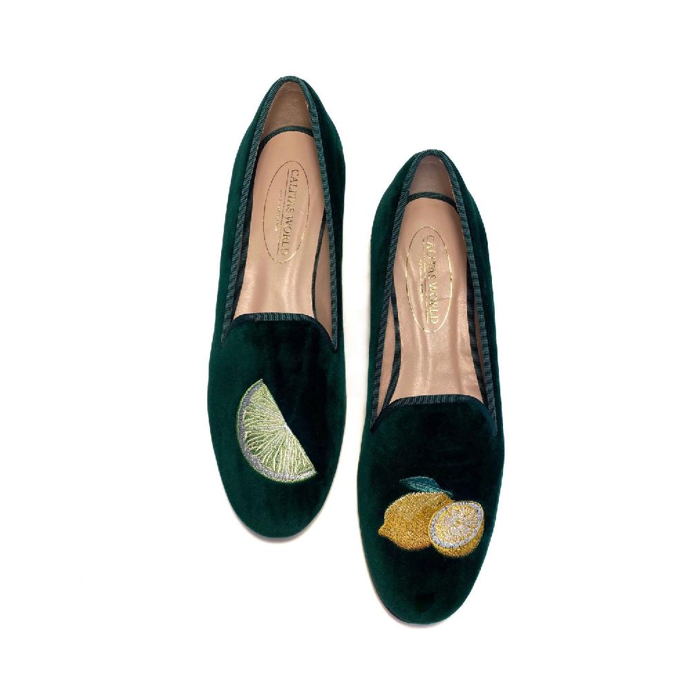 Calita Shoes ​LOAFERS DARK GREEN 12TX VELVET LIMA AND LEMON