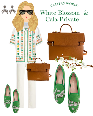 Calita Shoes ​LOAFERS GREEN 11CO CO5 LINEN WHITE BLOSSOM
