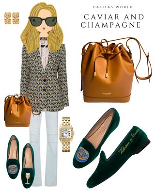 Calita Shoes LOAFERS GREEN 66TX VELVET CAVIAR AND CHAMPAGNE GLASS