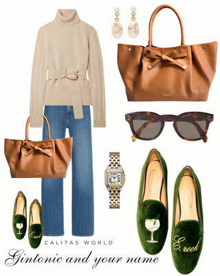 Calita Shoes ​LOAFERS GREEN 7ACO VELVET GINTONIC AND INITIALS