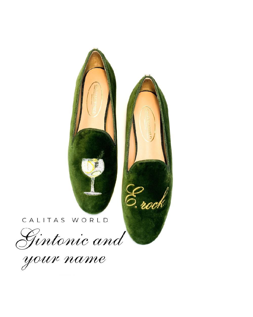 Calita Shoes ​LOAFERS GREEN 7ACO VELVET GINTONIC AND INITIALS