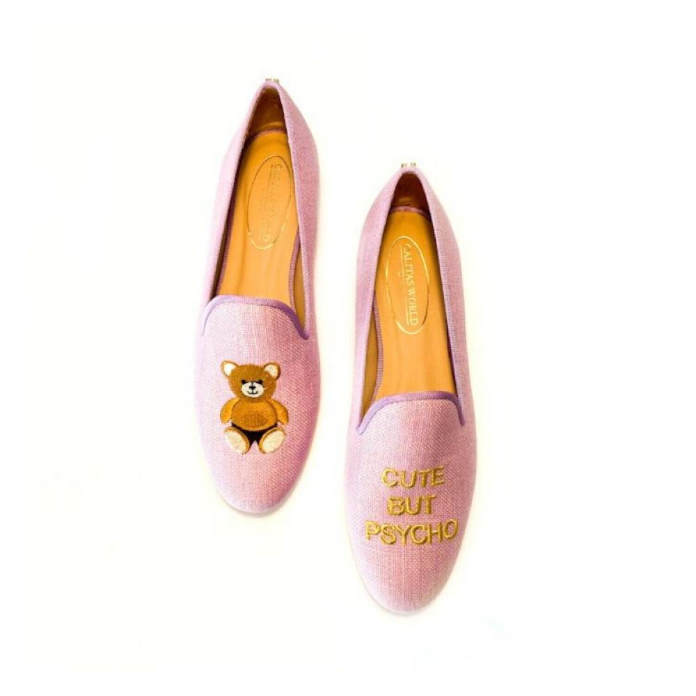 Calita Shoes ​LOAFERS LIGHT LILAC TX LINEN BEAR CUTE BUT PSYCHO