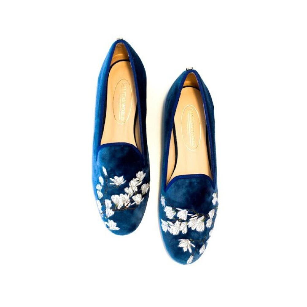 Calita Shoes ​LOAFERS MARINE 01TX VELVET WHITE BLOSSOM