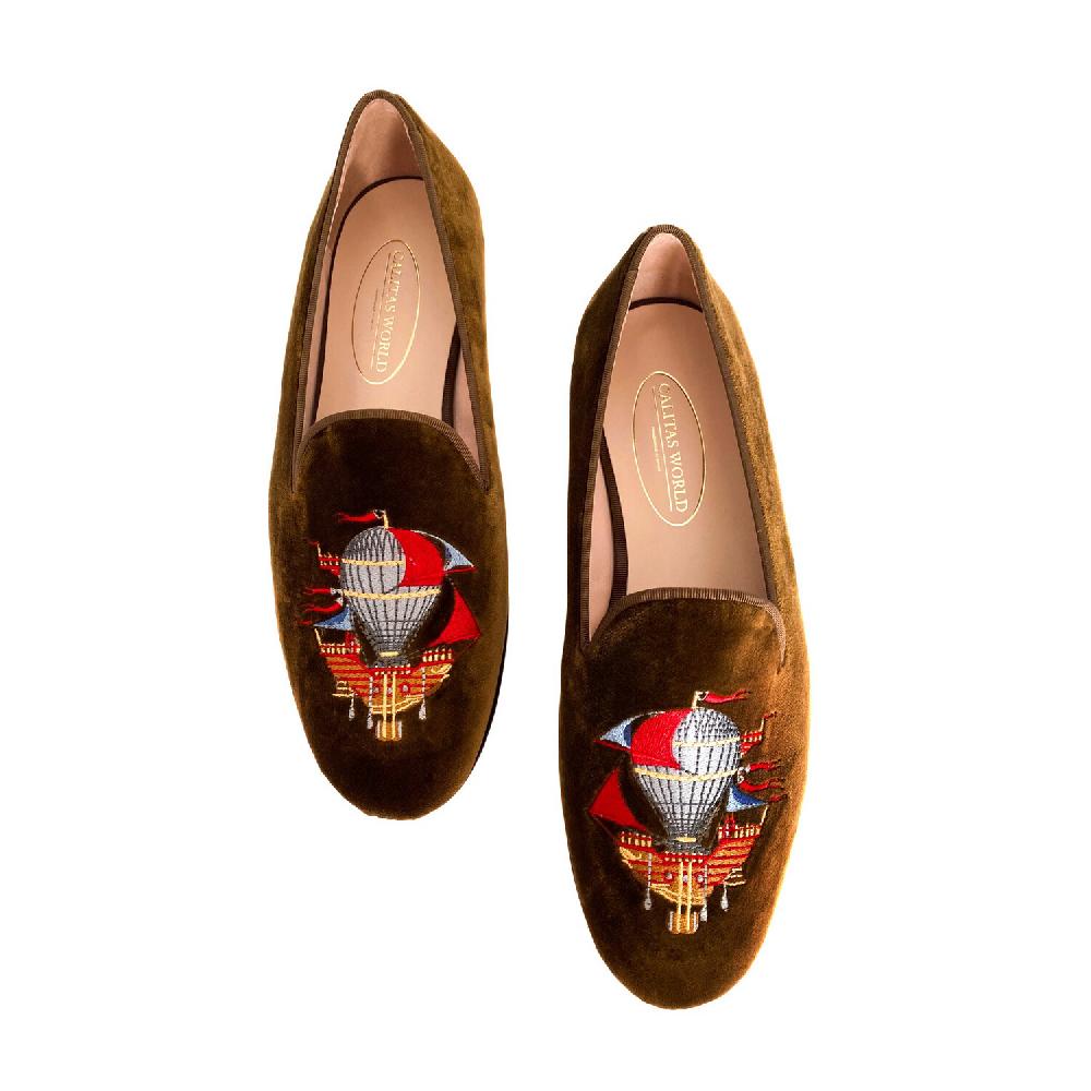 Calita Shoes ​LOAFERS MEN BROWN CHOCOLATE 16TX VELVET BALLOON TRIP