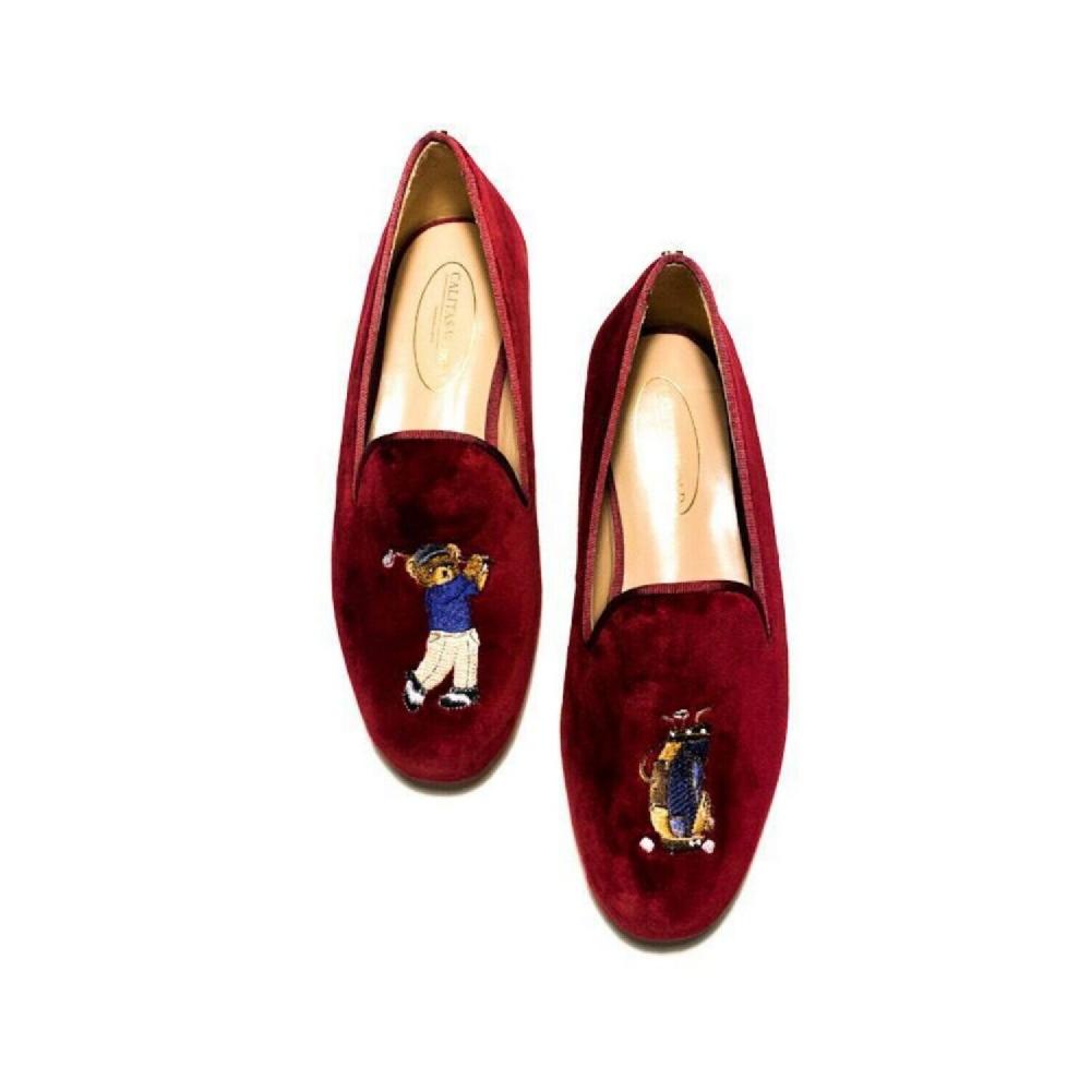 Calita Shoes ​LOAFERS MEN BURGUNDY 10CO VELVET R48 GOLFER BEAR