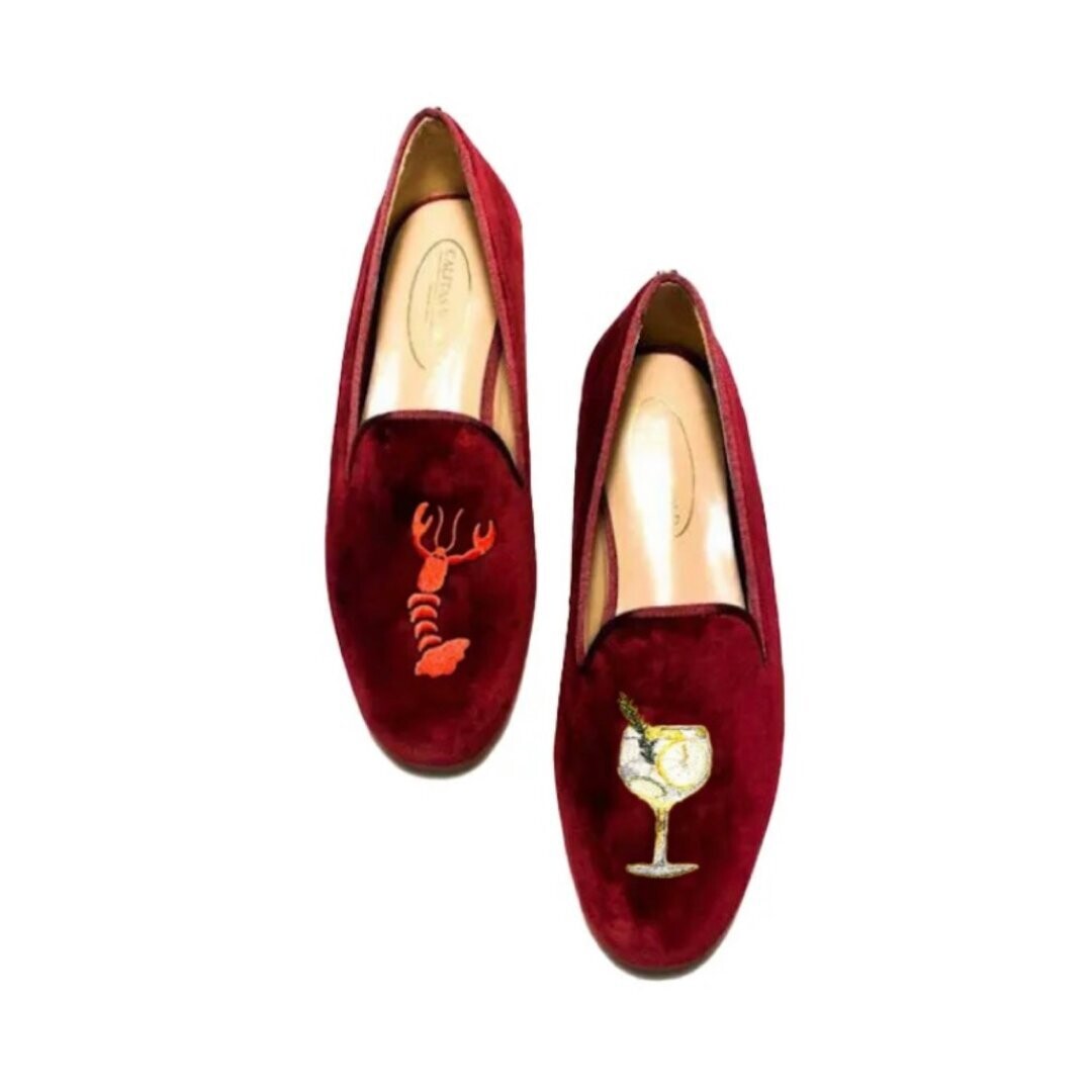 Calita Shoes ​LOAFERS MEN BURGUNDY CO VELVET R48 LOBSTER AND GINTONIC