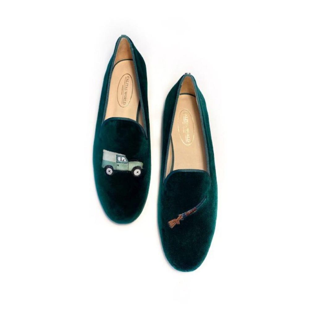 Calita Shoes ​LOAFERS MEN GREEN 12TX VELVET DEFEND-ER AND SHOTGUN