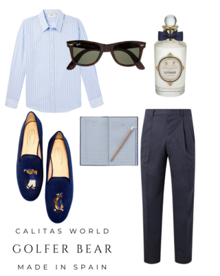 Calita Shoes ​LOAFERS MEN NAVY 09C0 LINEN R22 GOLFER BEAR