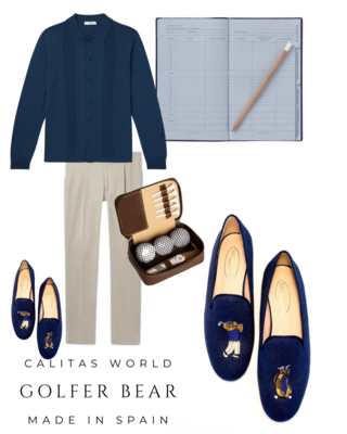 Calita Shoes ​LOAFERS MEN NAVY 09C0 LINEN R22 GOLFER BEAR