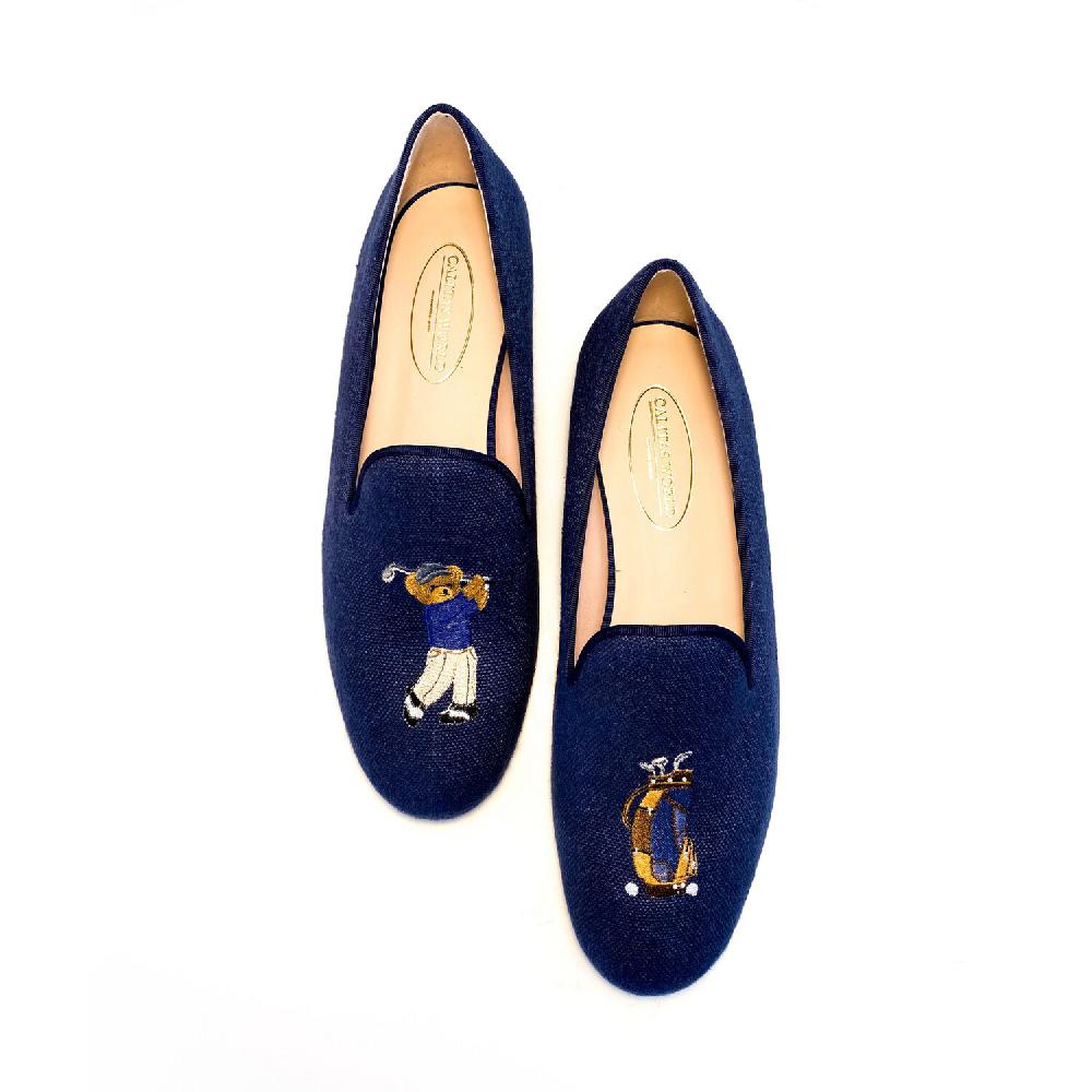 Calita Shoes ​LOAFERS MEN NAVY 09C0 LINEN R22 GOLFER BEAR