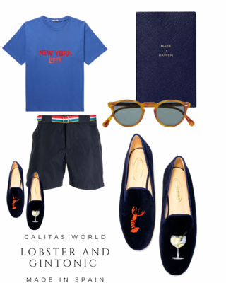 Calita Shoes ​LOAFERS MEN NAVY 9CO VELVET R22 LOBSTER AND GINTONIC