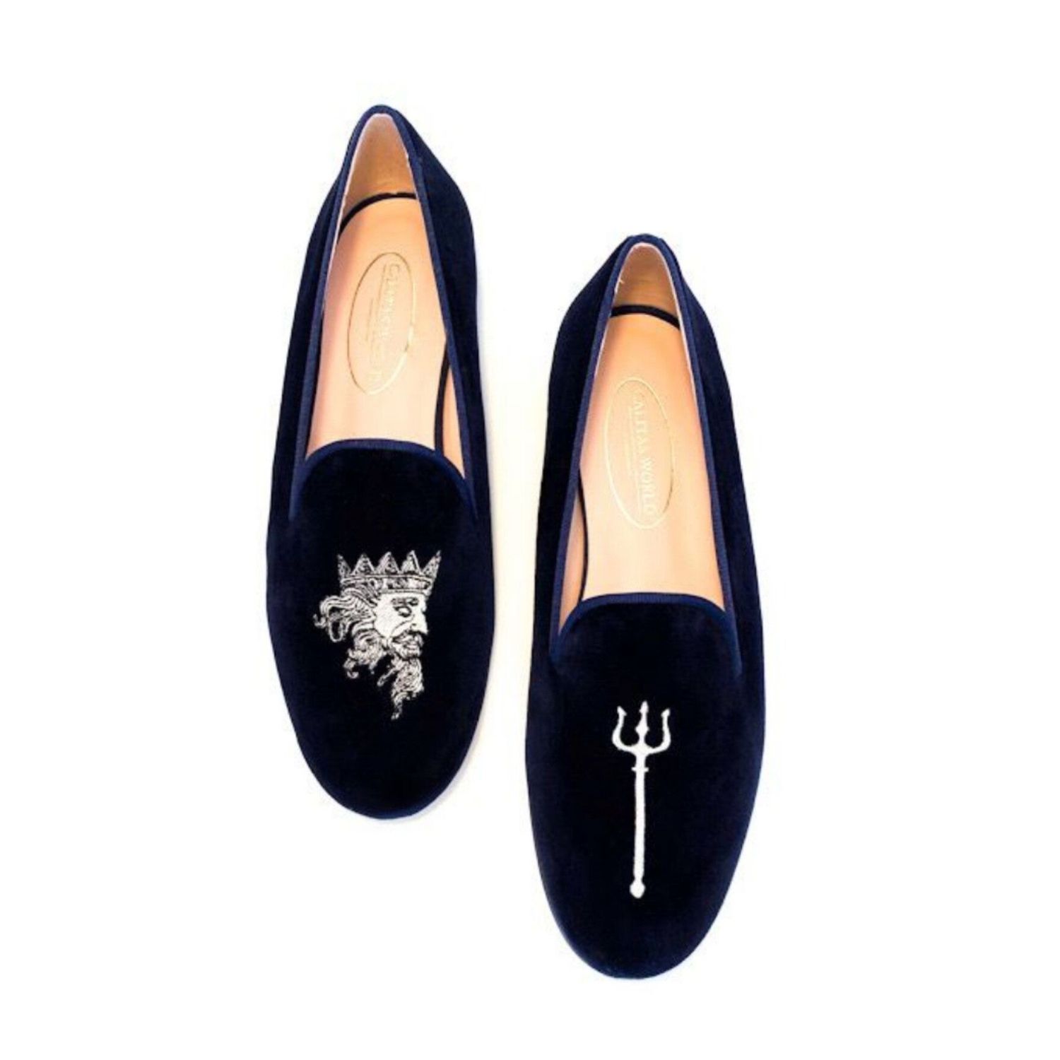 Calita Shoes LOAFERS MEN NAVY 9CO VELVET R22 NEPTUNE AND TRIDENT
