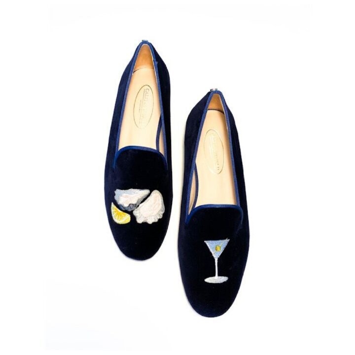 Calita Shoes ​LOAFERS MEN NAVY 9CO VELVET R22 OYSTERS AND MARTINI